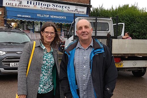 Paula Keay & Paul Potter outside the shops at Box Hill