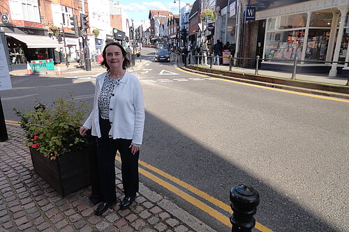 Hazel Watson on Dorking High Street