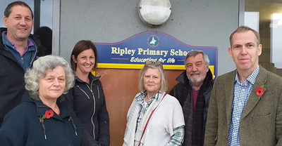 Paul Kennedy and representatives of the Friends of Ripley Primary School (FoRPS)